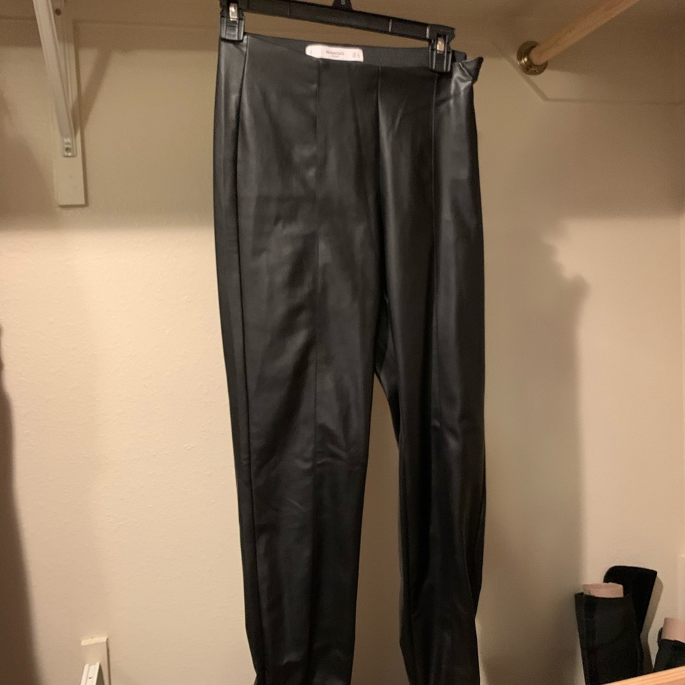 Mango Black Faux Leather Leggings